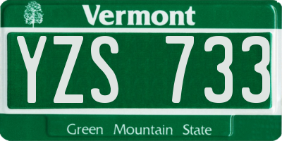 VT license plate YZS733