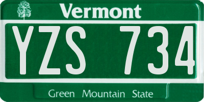 VT license plate YZS734
