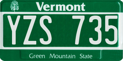 VT license plate YZS735