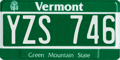VT license plate YZS746