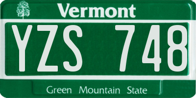 VT license plate YZS748