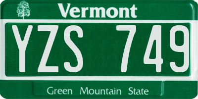 VT license plate YZS749