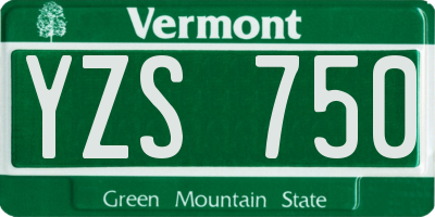 VT license plate YZS750