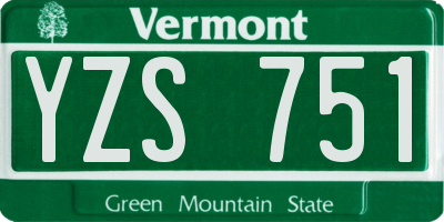 VT license plate YZS751