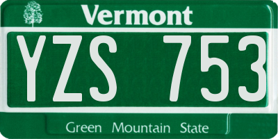 VT license plate YZS753