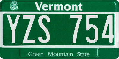 VT license plate YZS754