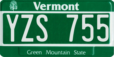 VT license plate YZS755