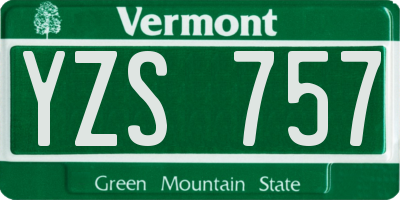 VT license plate YZS757