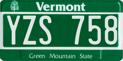 VT license plate YZS758