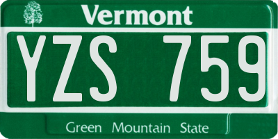 VT license plate YZS759