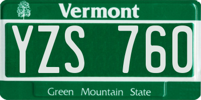 VT license plate YZS760
