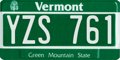 VT license plate YZS761