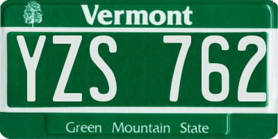 VT license plate YZS762