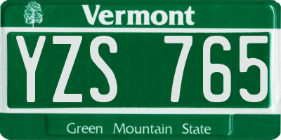 VT license plate YZS765