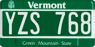VT license plate YZS768