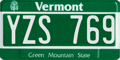 VT license plate YZS769