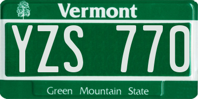 VT license plate YZS770