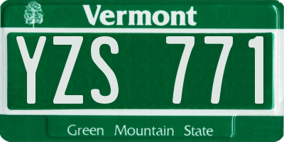 VT license plate YZS771