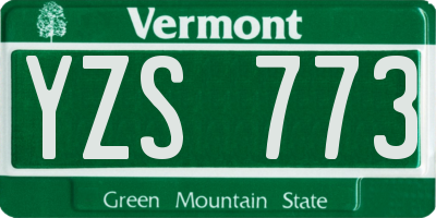 VT license plate YZS773