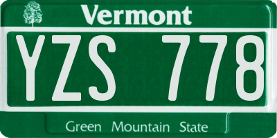 VT license plate YZS778