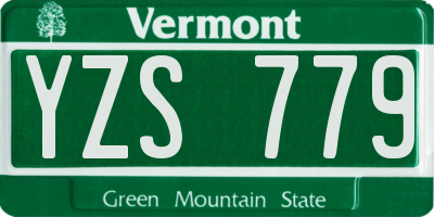 VT license plate YZS779
