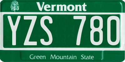 VT license plate YZS780