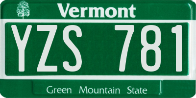 VT license plate YZS781