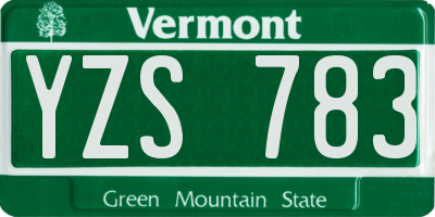 VT license plate YZS783