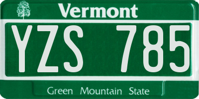 VT license plate YZS785
