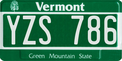 VT license plate YZS786
