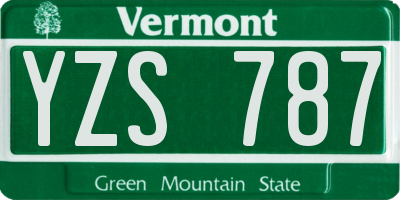 VT license plate YZS787