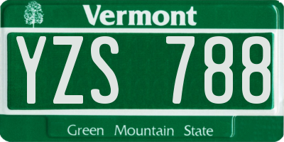 VT license plate YZS788