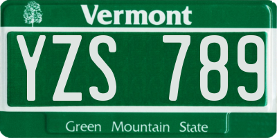 VT license plate YZS789