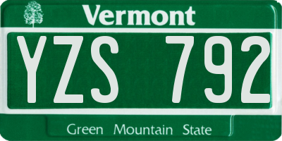 VT license plate YZS792