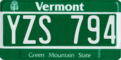 VT license plate YZS794