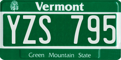VT license plate YZS795