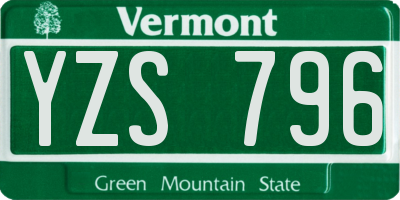 VT license plate YZS796