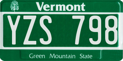 VT license plate YZS798