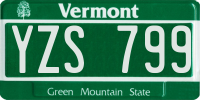VT license plate YZS799