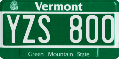 VT license plate YZS800