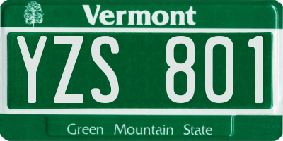 VT license plate YZS801