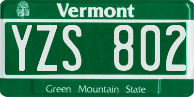 VT license plate YZS802