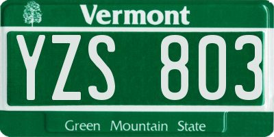 VT license plate YZS803