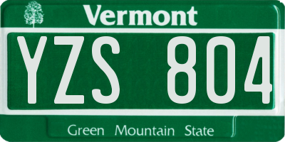 VT license plate YZS804