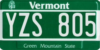 VT license plate YZS805