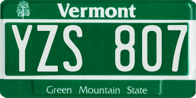 VT license plate YZS807