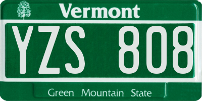 VT license plate YZS808