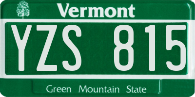 VT license plate YZS815