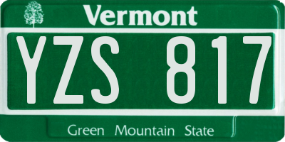 VT license plate YZS817