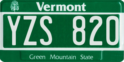 VT license plate YZS820